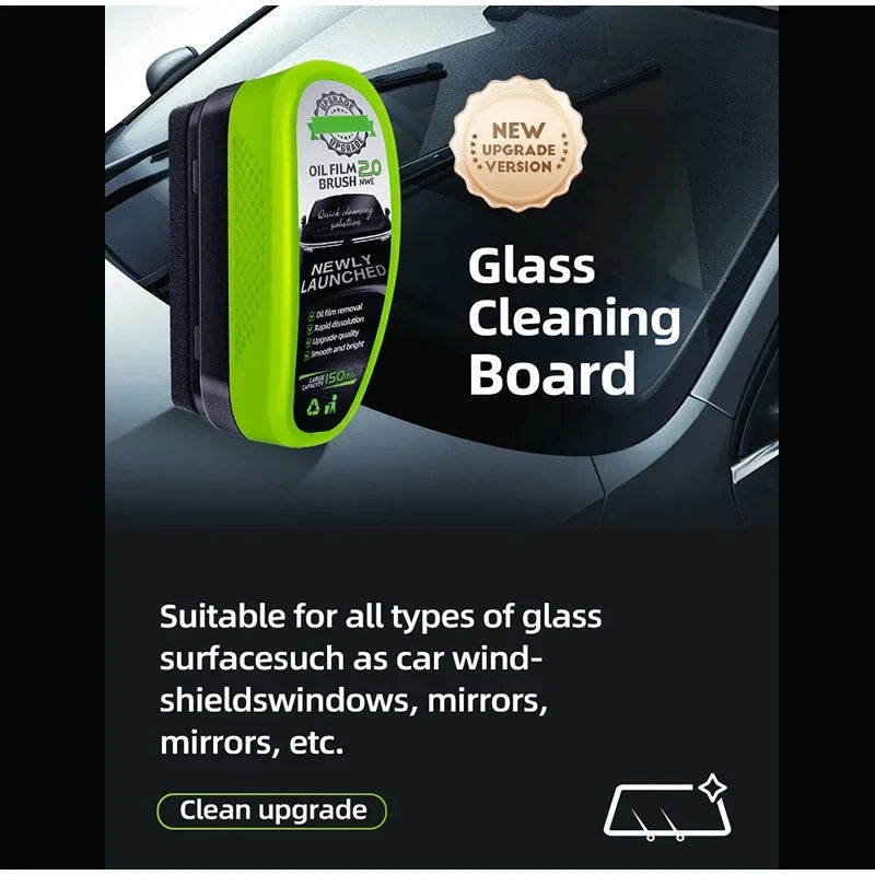 Car Glass Oil Film Remover and Cleaning Brush for Windshield and Interior Glass