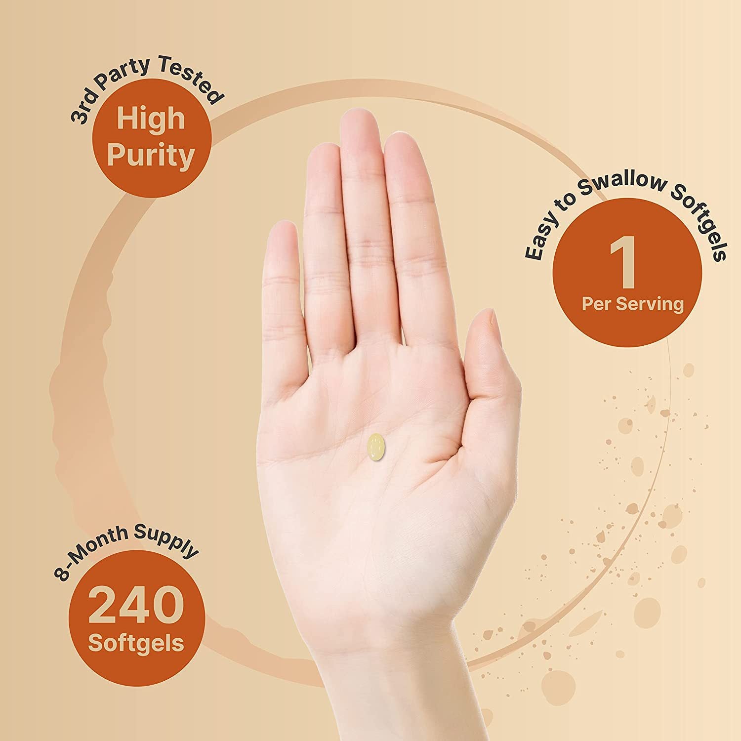 Solace Vitamin D3+K2 bottle with softgels