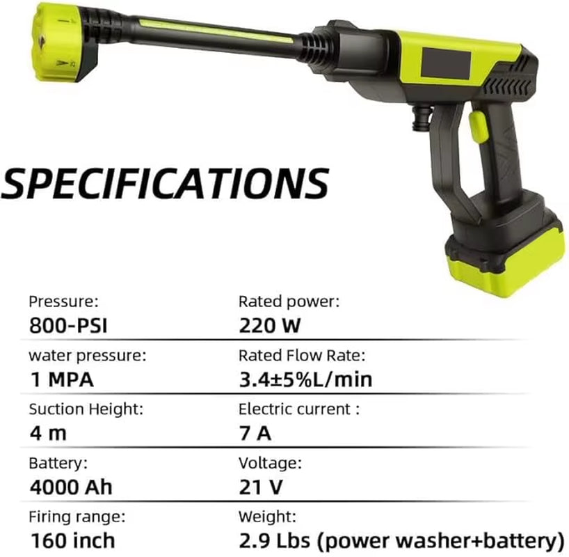 Vantik cordless pressure washer with 6-in-1 nozzle attachment