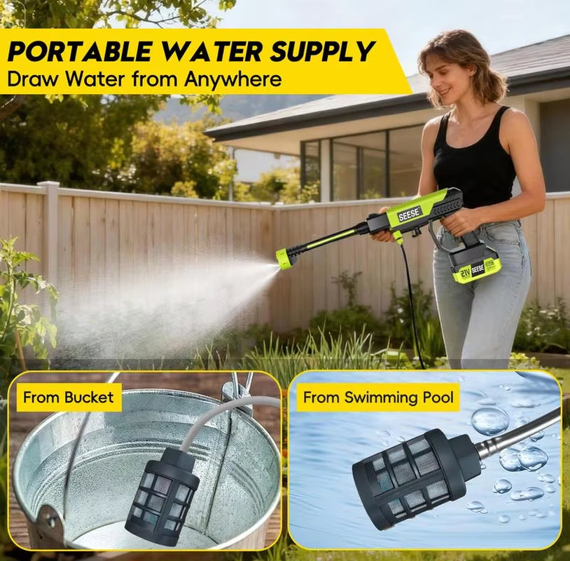 Vantik portable car washer in use cleaning vehicle exterior