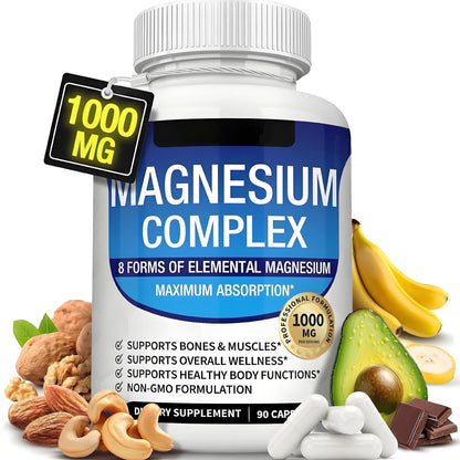 Solace Magnesium Complex Capsules bottle, 8 elemental forms for sleep and muscle recovery