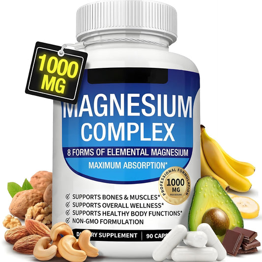 Solace Magnesium Complex Capsules bottle, 8 elemental forms for sleep and muscle recovery