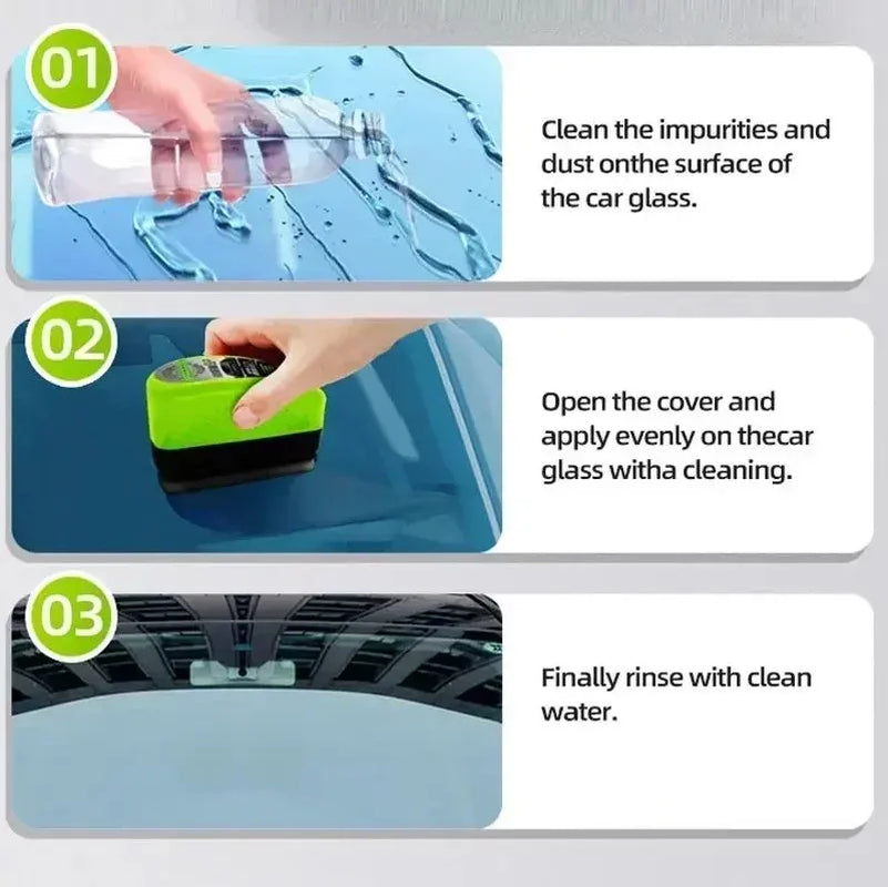 Car Glass Oil Film Remover and Cleaning Brush for Windshield and Interior Glass